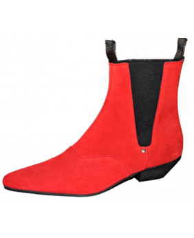 Red Cuban boots in suede...